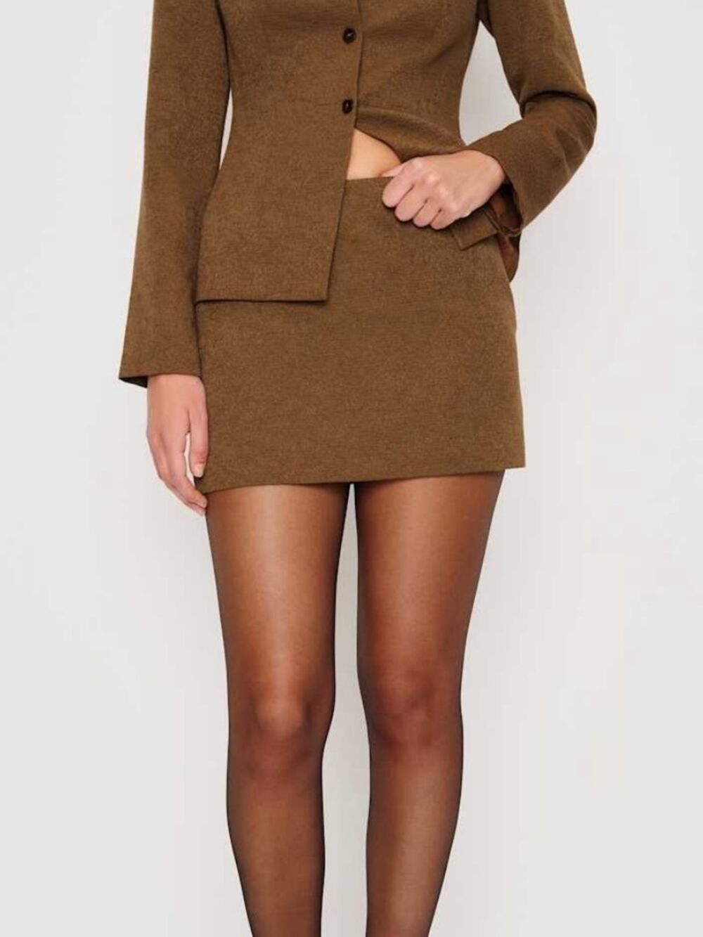 Reformation Chloe Mini Skirt in Chestnut Brown 2